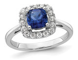 1.20 Carat (ctw) Lab-Created Blue Sapphire Ring in 14K White Gold with Lab-Grown Diamonds 1/4 Carat (ctw)